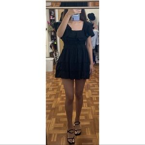 PLT Black Square Neck Tiered Frill Dress